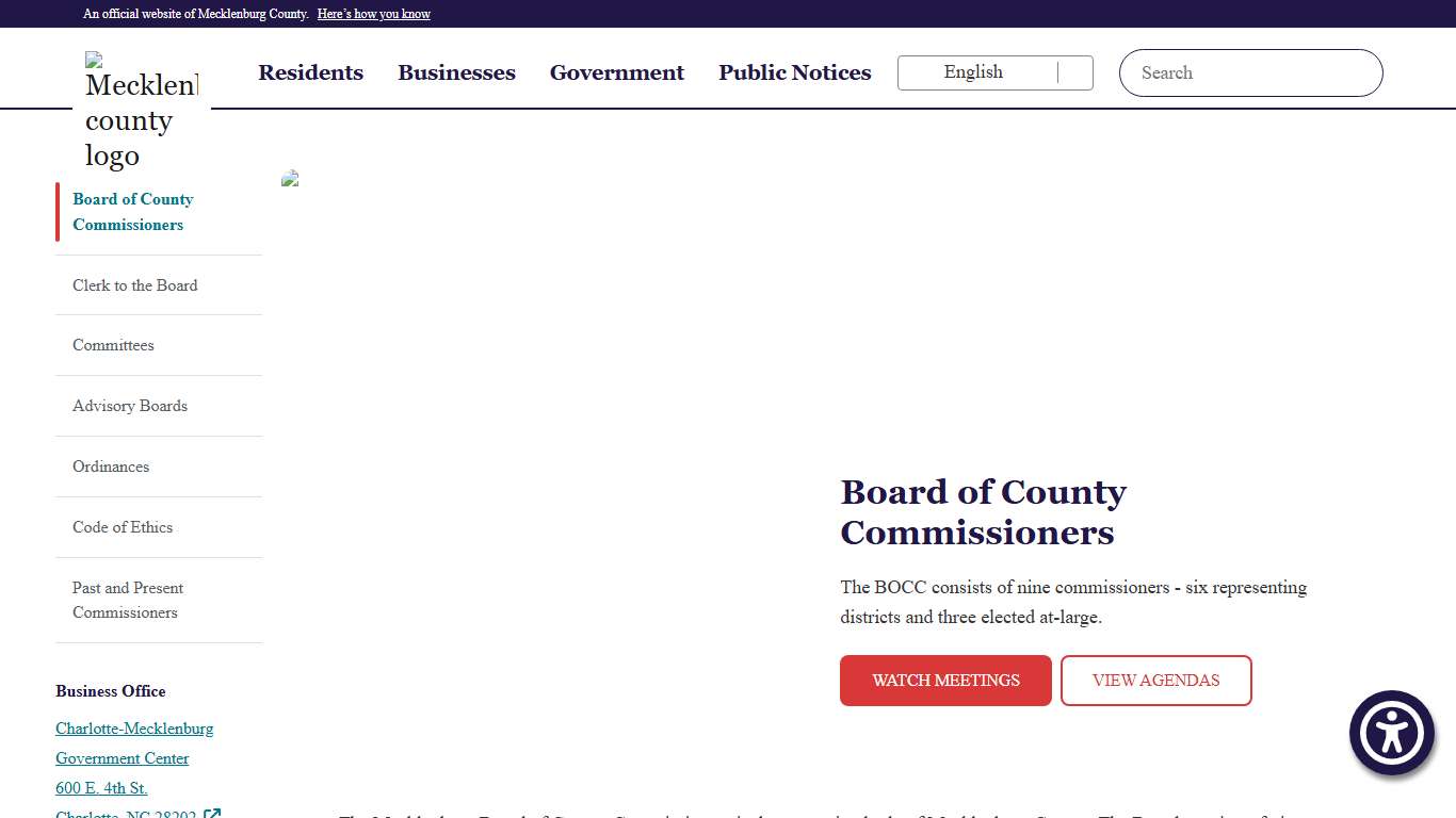 Mecklenburg Board of County Commissioners Board of County Commissioners